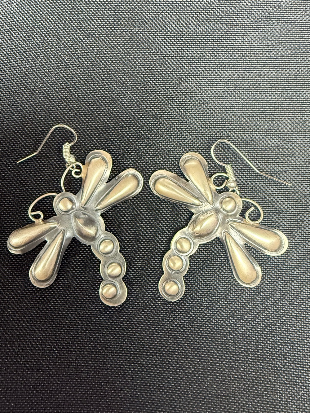 Dragonfly Dangle Earrings in Shiny Sterling Silver